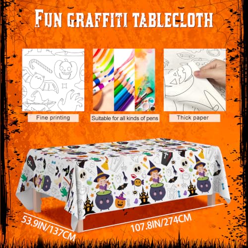 Halloween Coloring Tablecloth - 108 x 54 Inches Party Decoration