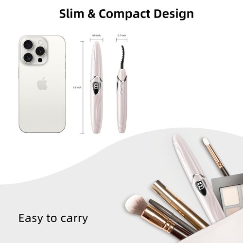 EYECURL Heated Eyelash Curler, S600 Heated Lash Curler, Accurate Temperature Control Electric Eyelash Curler Heated - Intelligent Power Off, Natural Long Lasting Makeup - Primrose Pink/Silver