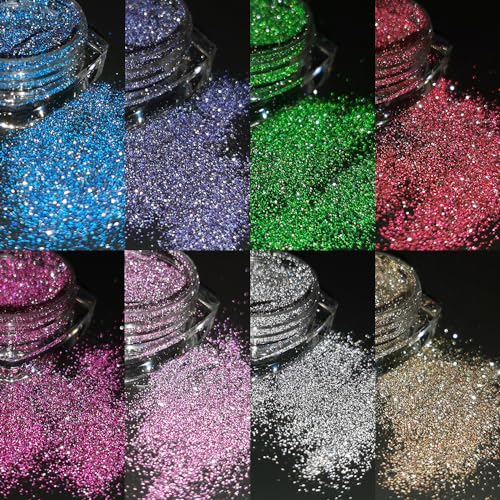 Reflective Glitter Powder Set - 8 Colors Diamond Nail Art Glitter - Sparkle & Shine
