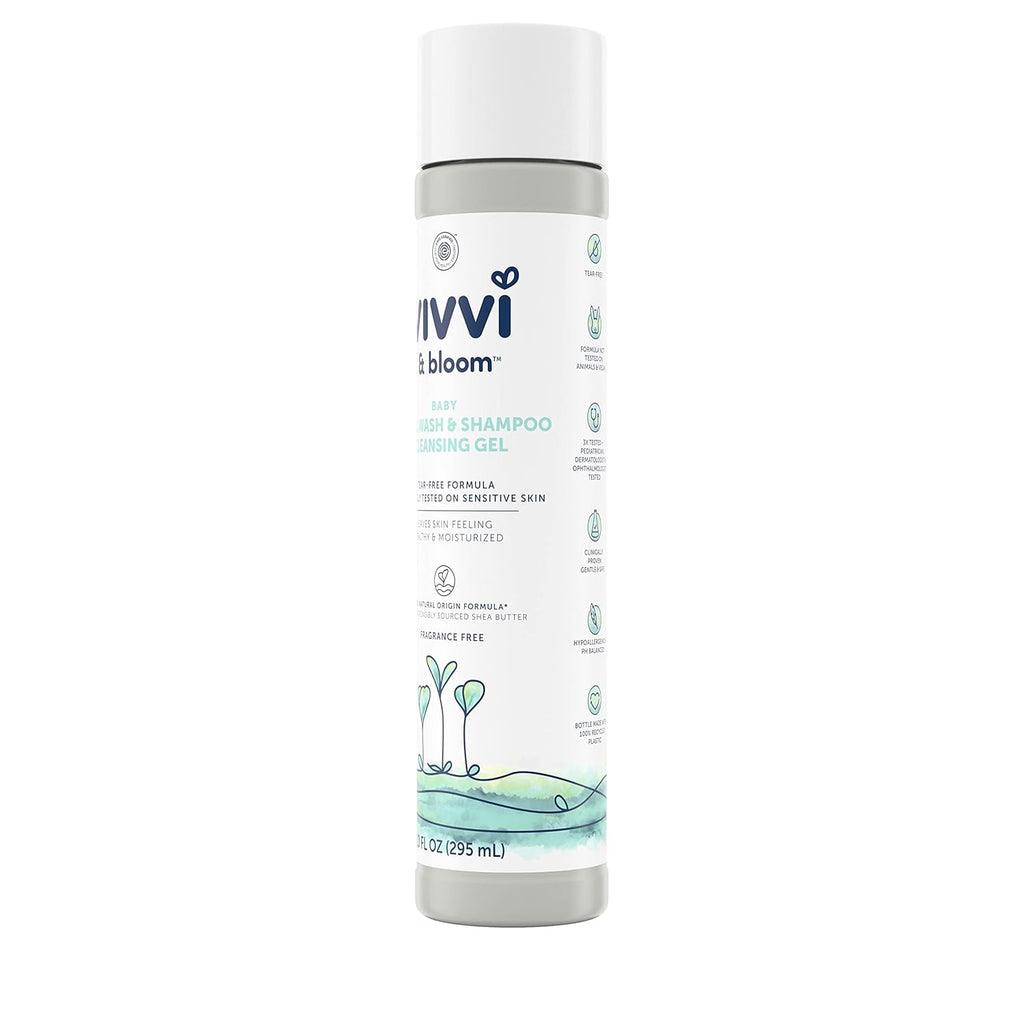 Vivvi & Bloom Gentle 2-in-1 Baby Wash & Shampoo - Fragrance-Free Cleansing Gel for Sensitive Skin, 10 fl. oz.