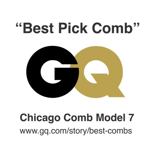 Chicago Comb No. 7 Carbon Fiber + Horween Dublin Black leather sheath, Made in USA, Detangling Pick & Lift Comb, Men & Women, Long, Curly & Thick Hair, Big Beards & Afros, Anti-Static, 6" (15 cm) Long