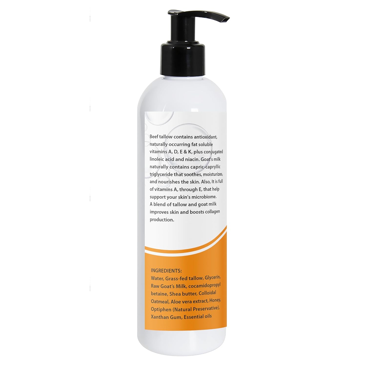 Tallow & Goat Milk Body Wash - Handmade Unscented Moisturizing Soap for All Skin Types | 12 oz
