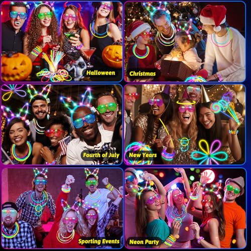 Glow in The Dark Party Supplies Bulk Pack for Kids & Adults - Neon Accessories Set