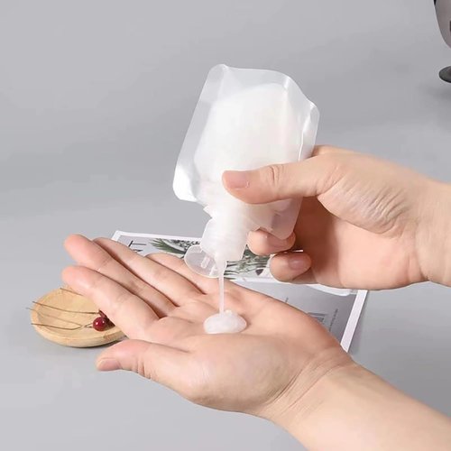 crayfomo 30 Pcs Travel Pouches for Toiletries,Portable Travel Fluid Makeup Packing Bag Squeeze Pouches Refillable Clear Travel Containers for Shampoo Conditioner Lotion Soap Liquids (30ml)