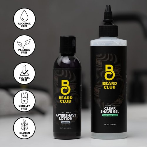 Beard Club Straight Razor for Men, Shaving Gel & Aftershave for Men – Hydrating Mens Shave Cream, Soothing After Shave Lotion & Navajas Para Barbero - Barber Straight Edge Razor Kit - Gift Kit