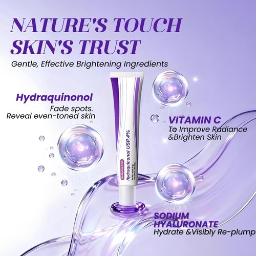 Hydraquinon0l Dark Spot Brightening Cream - 4% Non-Irritating Hydrating Formula for All Skin Types, 1oz