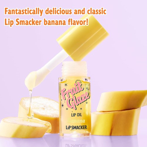 Lip Smacker Fruit Glaze Lip Oil - Ultra-Hydrating, High-Shine Finish, Plush Applicator, Non-Sticky Flavor | Banana