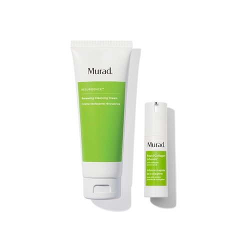 Murad Renewing Cleansing Cream & Rapid Collagen Infusion Set - Anti-Aging Skin Care Duo, Full Size