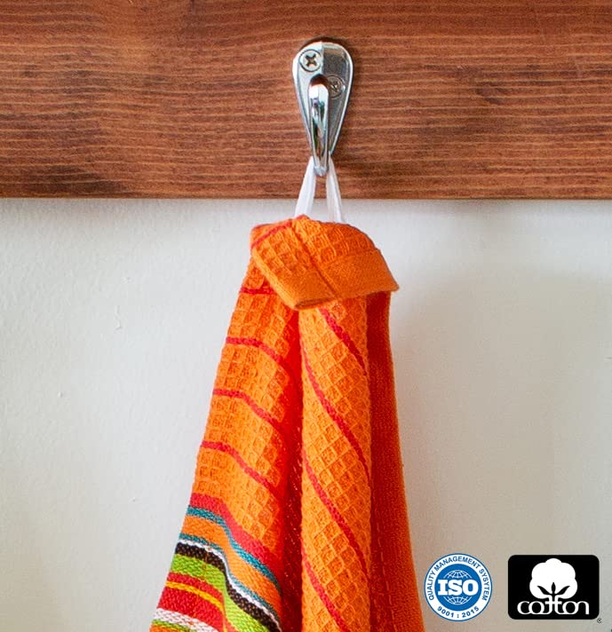 Cotton Craft Salsa Stripe Kitchen Towels Set - 12 Pack Multi-Color 16x28 Inches