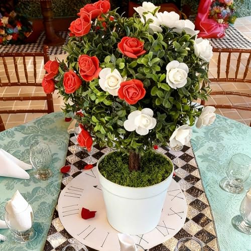 Wonderland Party Decor Topiary Roses Tree Centerpiece - 2 Pcs