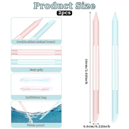 Skiennix Glass Cuticle Pusher Set - Double-Sided Cuticle Remover Tools for Perfect Manicure | 2 Pieces