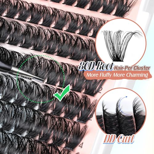 F.80D Fluffy Thick Cluster Eyelash Extensions 360 Pcs 8-18MM False Lashes