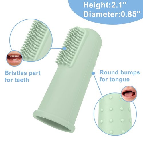 Bassion Baby Toothbrush Set, 6 Pcs Soft Infant Finger Toothbrush with 6 Boxes, Newborns Toddler Silicone Baby Tooth Brush 0-6 Months 6-12 Months
