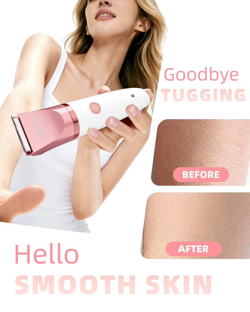Ufree Electric Shaver - Women's Bikini Trimmer for Face & Body Hair | Wet & Dry Groomer in Gold