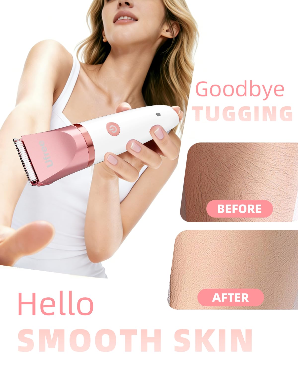 Ufree Electric Shaver - Women's Bikini Trimmer for Face & Body Hair | Wet & Dry Groomer in Gold