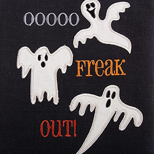 Halloween Spooky Kitchen Towel Set Bats & Ghosts - 2 Cotton Dishtowels 18x28