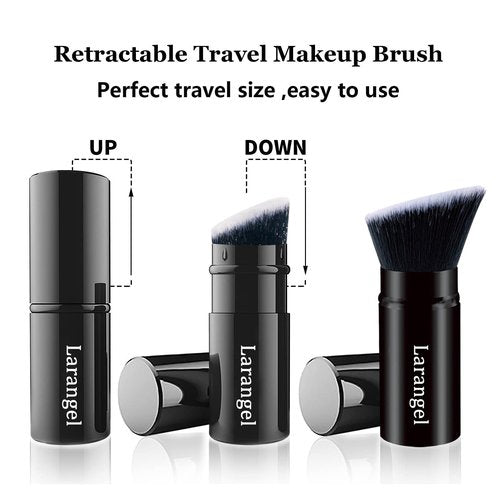 Larangel Makeup Brushes Premium Kabuki Brush for Powder and Liquid Foundation, Flawless High Coverage Look, Travel Makeup Brush, Perfect for Bronzer, Blush, and Other Face Makeup