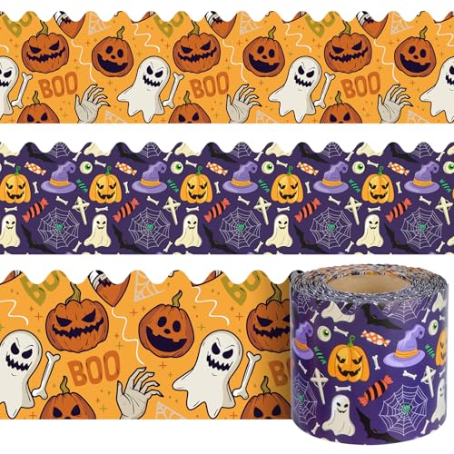 Halloween Bulletin Board Border Spooky Pumpkin Ghost 72ft - Black+Orange