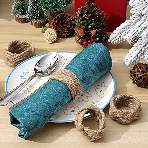 Vivid Style Thanksgiving Burlap Napkin Rings Set of 16 Rustic Fall Table Decor