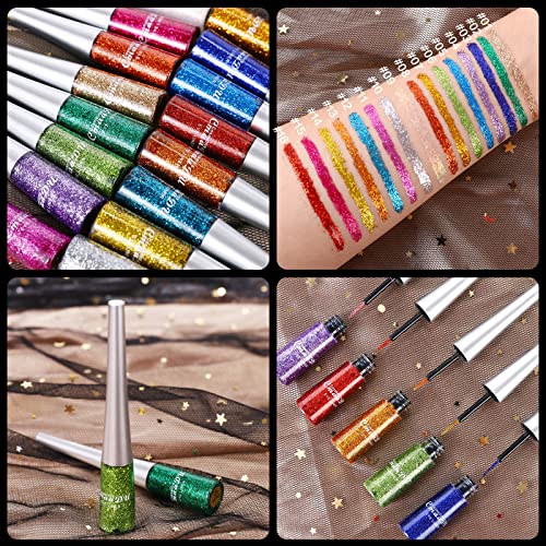 16 Colors Glitter Metallic Liquid Eyeliner Set - Waterproof & Long Lasting - 02 Set