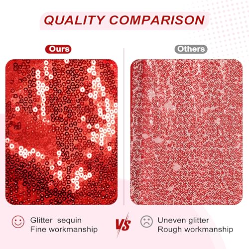 PartyDelight Dark Red Sequin Tablecloth 90x132 Inch Rectangular - Festive Event Decor