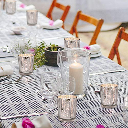 Silver Mercury Votive Candle Holders Set of 24 for Wedding & Party Decor