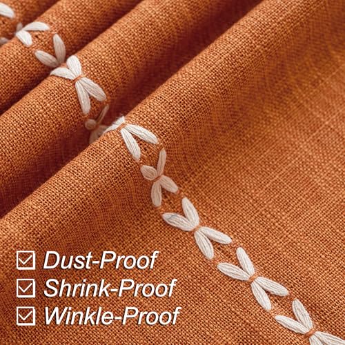120x55 Inch Burnt Orange Linen Tablecloth with Tassel Edges for Dining & Holiday