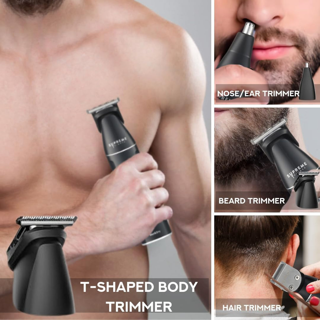 Supreme Trimmer All-in-One Waterproof Multigroomer for Men - Rechargeable Beard, Body & Nose Hair Kit | SMG3030