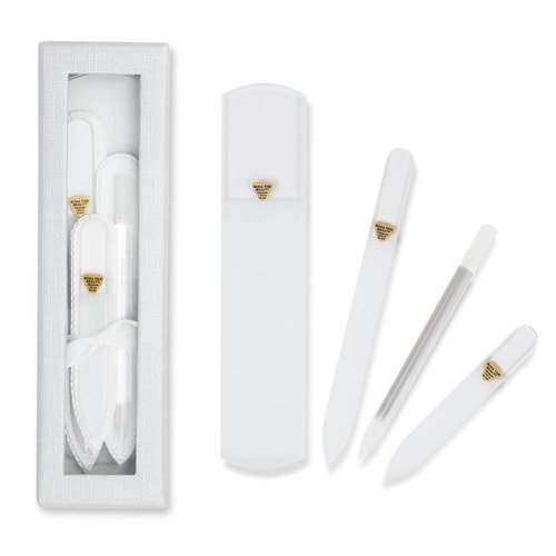 Bona Fide Beauty Nail Kit - Handmade Czech Glass | 4PC Gift Set for Teenage Girls - Clear Color
