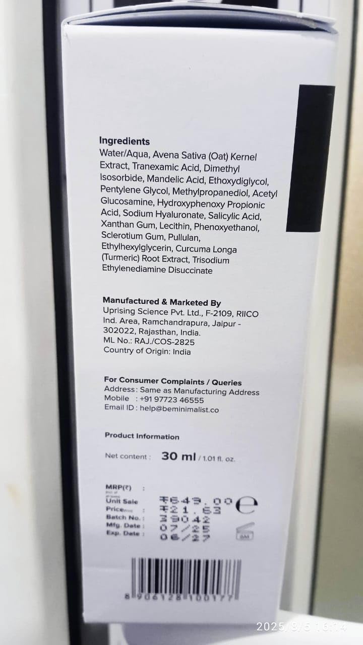 Tranexamic Acid 3% Face Serum by Minimalist - Brightens Dark Spots & Melasma | Unisex | 1 Fl Oz / 30 ml