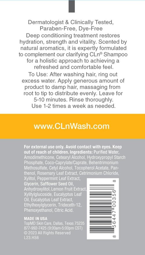 CLn® Hair & Scalp Mask Conditioner - Deep Hydration for Dry, Damaged Hair & Scalp | Eucalyptus Scent, 6 fl. oz.