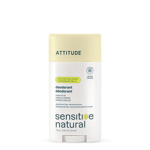 ATTITUDE Deodorant - Aluminum Free & Vegan for Sensitive Skin | Long-Lasting Vanilla Cream, 2.64 Oz