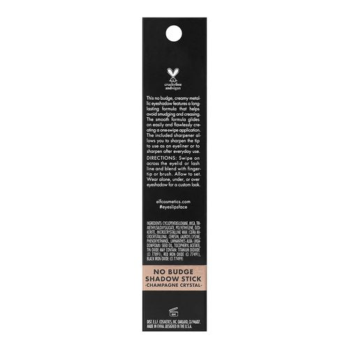 e.l.f. No Budge Shadow Stick - Long-Lasting Cream Eyeshadow in Champagne Crystal | High-Pigment, Metallic Finish, Vegan & Cruelty-Free