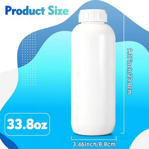 UMETASS 2Pack 34oz (1000ml) EVOH High Barrier Airtight Plastic Travel Bottles - Industrial-Grade Empty Containers with Lids & Caps, Leak Proof Storage for Bulk Chemicals, Lab Samples & Family Liquids
