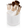 Anyoifax 360 Rotating Makeup Brush Holder Organizer 5 Slots Make Up Brushes Cup Flower-Shaped Spinning Pen Holder for Vanity, Cosmetics, Lipsticks, White