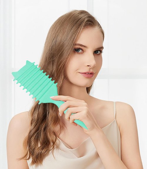 Skiennix Curly Hair Brush - Volume Curl Defining Tool for Effortless Detangling & Styling | Green