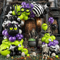 Halloween Balloon Garland Arch Kit - Purple Lime Green Black with Eyeball Balloons & Variations