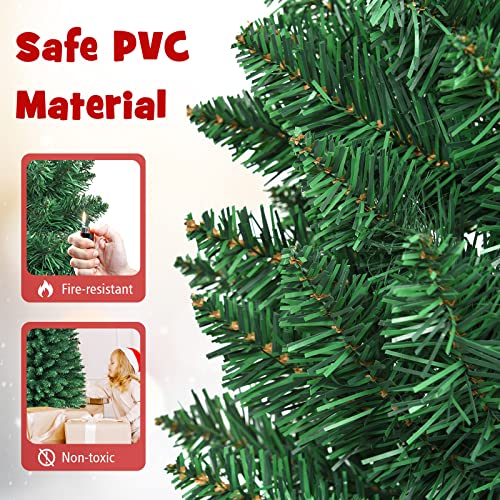 7FT Slim Christmas Tree with Metal Stand - Indoor & Outdoor PVC Decoration