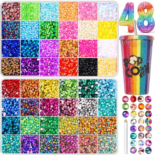A2 Rhinestones Resin Jelly Rhinestones for Crafts 48 Colors 3mm Bedazzling Kit