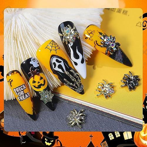 Halloween Nail Charms Kit 36pcs Spider Skull Rhinestones for Nail Art - Variation KIT1