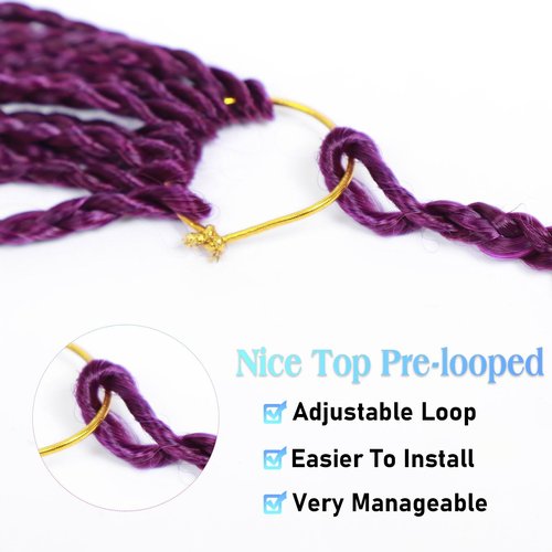 Goddess Box Braids Crochet Hair for Black Women 24inch Boho Crochet Braids Pre Looped Crochet Boho Braids with Curly Ends Purple Ombre Boho Briads Crochet Hair ombre hot pink,8Pack