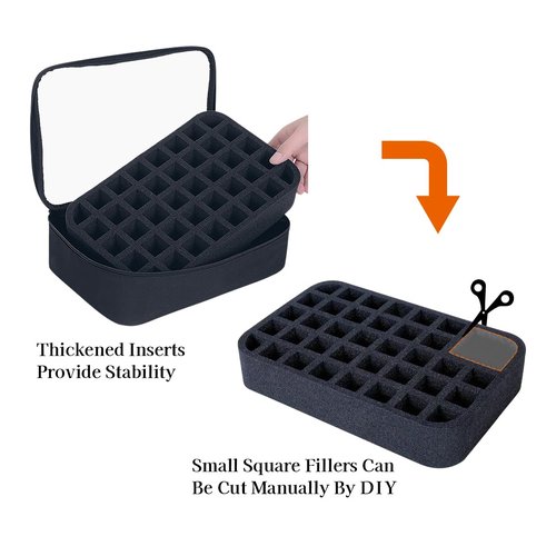 UOZL Small Clear Nail Polish Organizer Holds 40 bottles(15ml-0.5fl.oz) Nail Polish Case Multifunctional Nail Polish Bag organizer, Cosmetic Travel Makeup Bags for Women Black