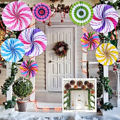 Candy Themed Hanging Paper Fans - 27 Piece Party Decorations - Classic Variation