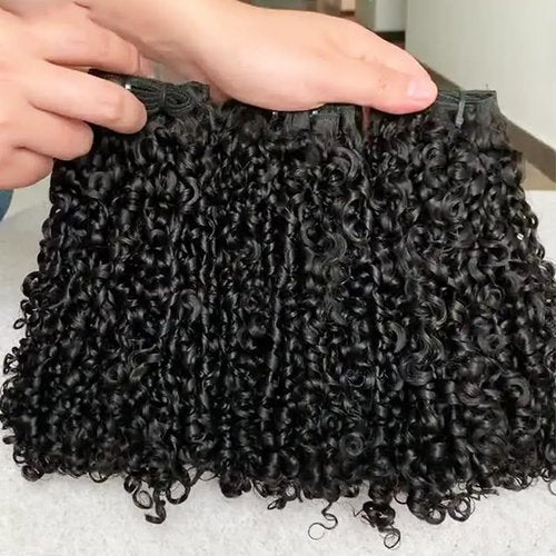 JYZ 16A Double Weft Pixie Curly Human Hair Bundles 16 Inch 1 Bundle Burmese Curly Bundles Human Hair 3C4A 100% Unprocessed Brazilian Raw Virgin Hair Extensions Quick Weave Extensions Natural Color