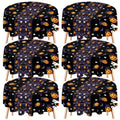 Breling 6 Pcs Halloween Spider Web Round Plastic Tablecloth 84 Inch - Spooky Decor