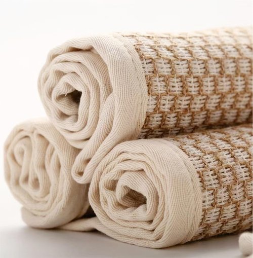 Back Scrubber for Shower, Japanese Washcloth Exfoliating Towel Shower Loofah with Handle for Women, Natural Jute Shower Scrubber Cloth Rag for Body Wash, 1 Pack