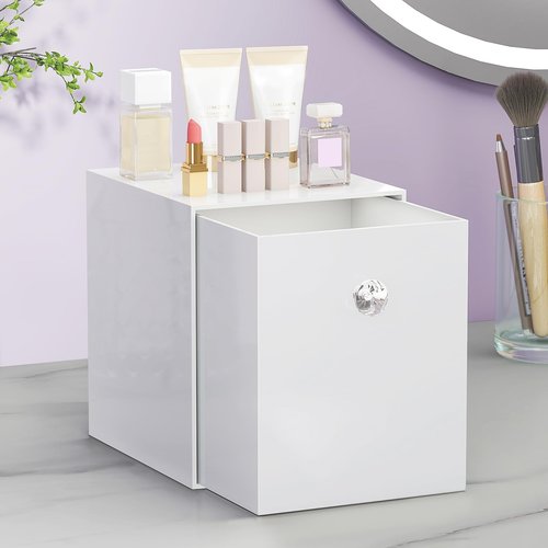 Delamu Clean Skin Club Face Towels Holder, Stackable Acrylic Organizer Compatible with Clean Skin Club Towel XL, Bathroom Vanity, Dresser Holder, Dustproof Multipurpose for Makeup, Skincare, White