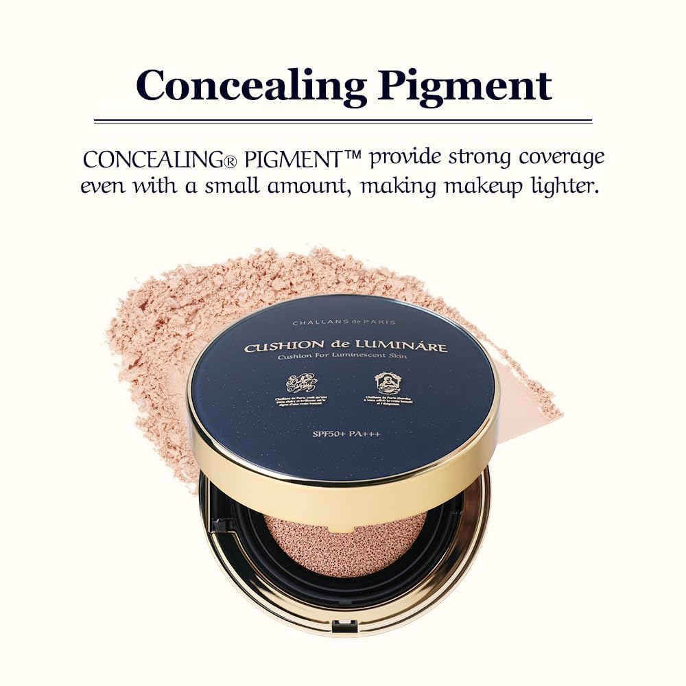 [CHALLANS de PARIS] CUSHION de LUMINÁRE EX – 23 Medium Beige | Radiant Glow Cushion Foundation, Full Coverage, Long-Lasting Wear, Premium Formula, Smooth & Luminous Finish, 0.53 oz
