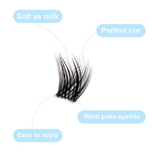 DIWINSH Lash Clusters Wispy Eyelash Clusters 144pcs 10-12mm Short Cluster Eyelash Extensions D Curl Natural Volume Lash Extensions Reusable Individual Lashes with Soft Thin Invisible Band (MQ-10-12mm)