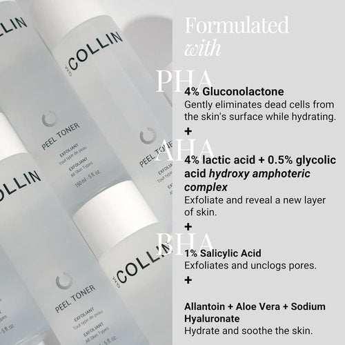 G.M. COLLIN Peel Toner Exfoliant - Daily AHA BHA PHA Salicylic Acid Toner for Pore Refinement & Hydration